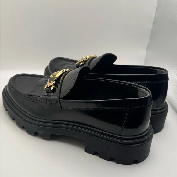 Tod's Fringed Loafers in Black Leather- size 37.5