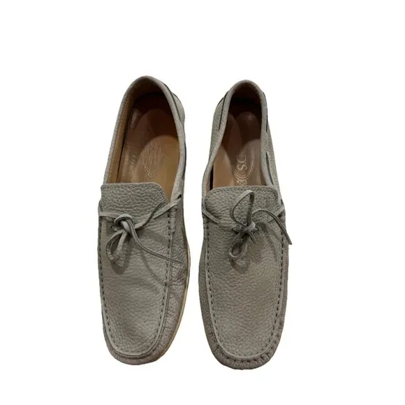 TOD'S Gray  Leather Current Mens Loafer Size 8