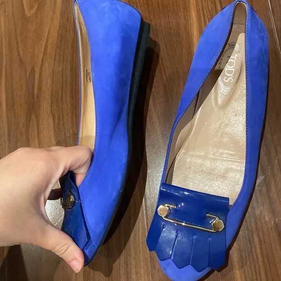 Tod’s / Leather Loafers Pin suede blue cobalt Application 39.5 9.5