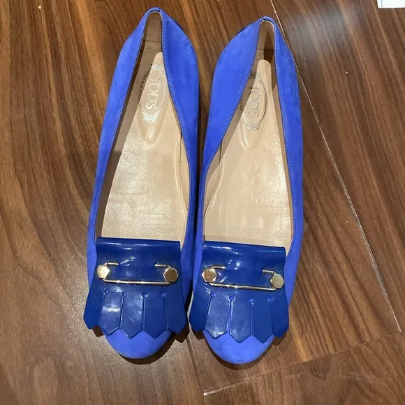 Tod’s / Leather Loafers Pin suede blue cobalt Application 39.5 9.5