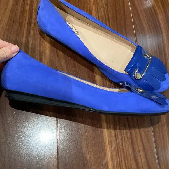 Tod’s / Leather Loafers Pin suede blue cobalt Application 39.5 9.5