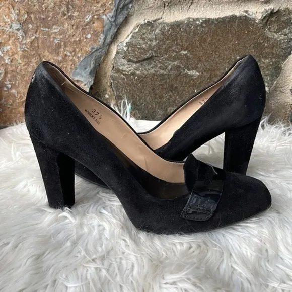 Tod's 'Lulu' Suede Driver Style Penny Heel Pumps in Black Size 37.5