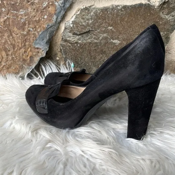 Tod's 'Lulu' Suede Driver Style Penny Heel Pumps in Black Size 37.5