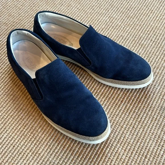 TOD’S Men’s Blue Suede Leather Slip-on Sneakers