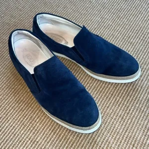 TOD’S Men’s Blue Suede Leather Slip-on Sneakers
