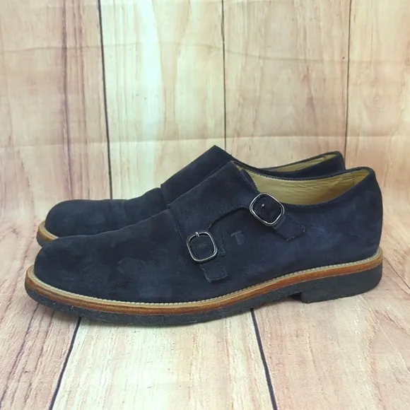 Tod’s Men's Navy Blue Suede Leather Double Monk Strap Loafers UK 7, US 8…