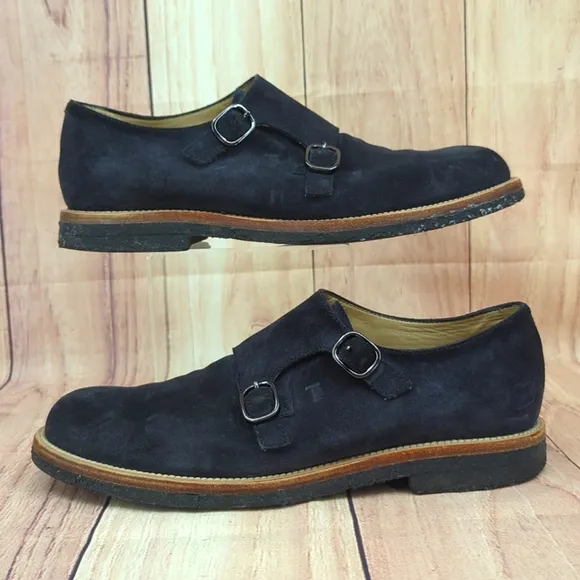 Tod’s Men's Navy Blue Suede Leather Double Monk Strap Loafers UK 7, US 8…