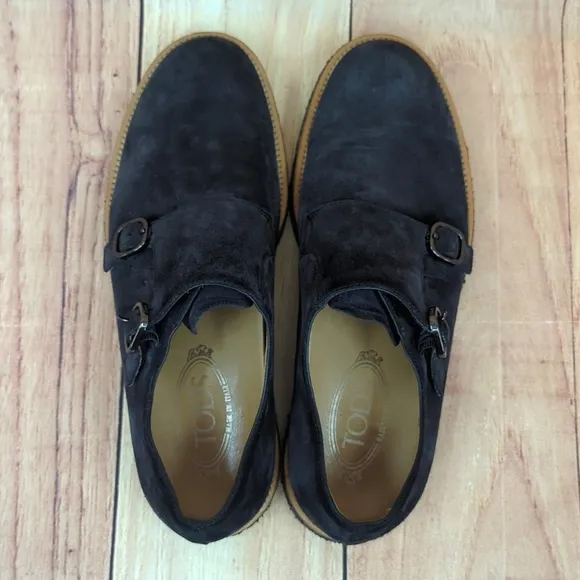 Tod’s Men's Navy Blue Suede Leather Double Monk Strap Loafers UK 7, US 8…