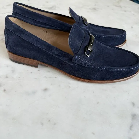 TODS Navy Blue Suede Leather Horse Bit Loafers Mens 11.5 Excellent!