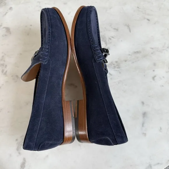 TODS Navy Blue Suede Leather Horse Bit Loafers Mens 11.5 Excellent!