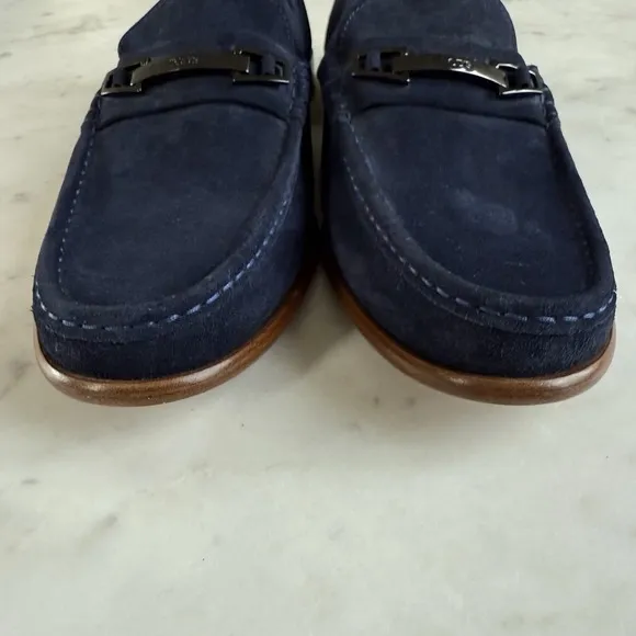 TODS Navy Blue Suede Leather Horse Bit Loafers Mens 11.5 Excellent!