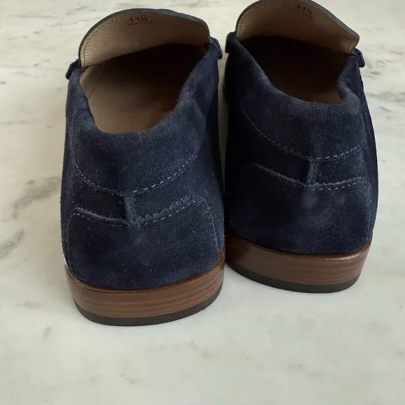 TODS Navy Blue Suede Leather Horse Bit Loafers Mens 11.5 Excellent!
