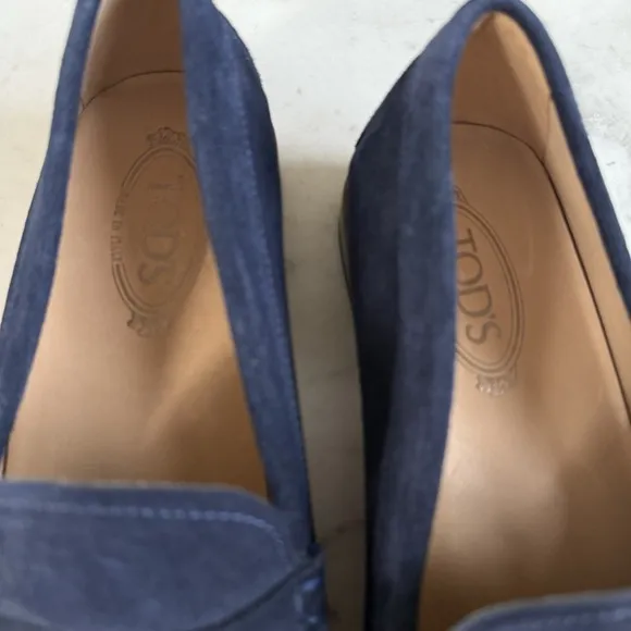 TODS Navy Blue Suede Leather Horse Bit Loafers Mens 11.5 Excellent!