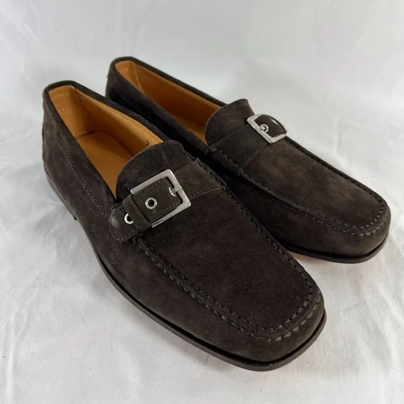 TOD'S Pellame Brown Suede Buckle Loafers Made in Italy Marked as 7-8.5US