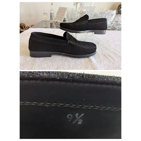 Tod's Penny Loafers Casual Slip On Italy Black Suede Mens Shoes  Sz 9.5