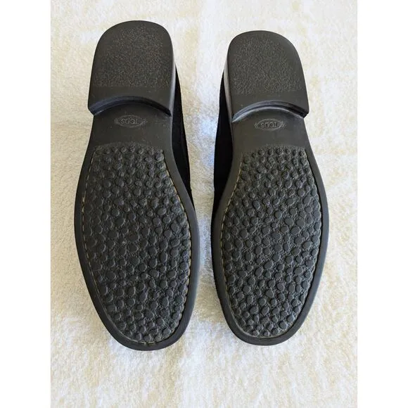 Tod's Penny Loafers Casual Slip On Italy Black Suede Mens Shoes  Sz 9.5