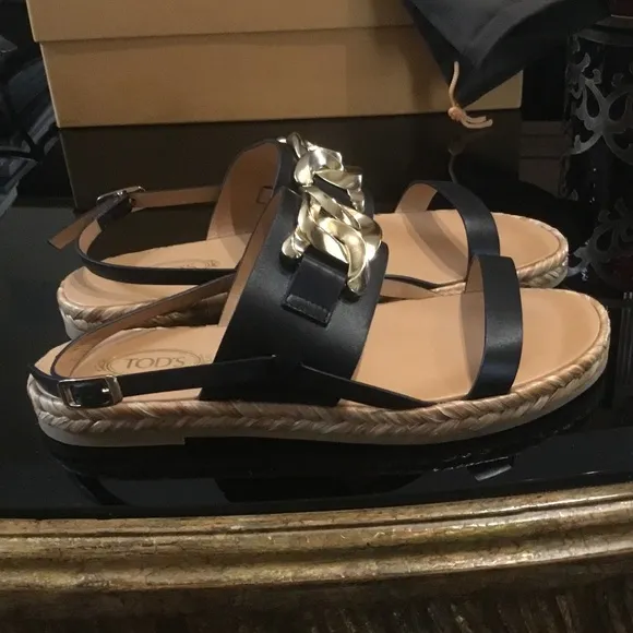 Tod’s Raffia Leather Espadrilles