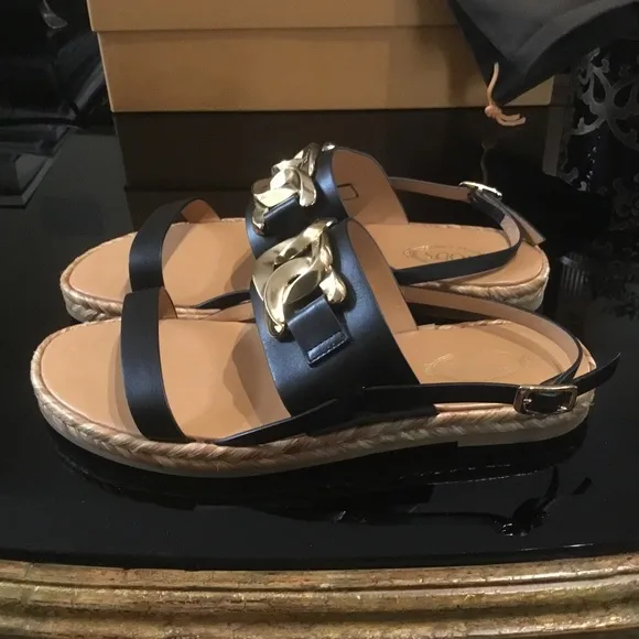 Tod’s Raffia Leather Espadrilles