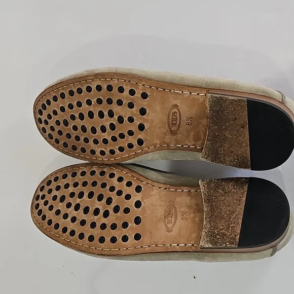Tod's Suede Penny Loafers - Ivory Size 8.5 Leather Suede