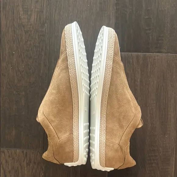 Tod's Tan and White Suede Loafers