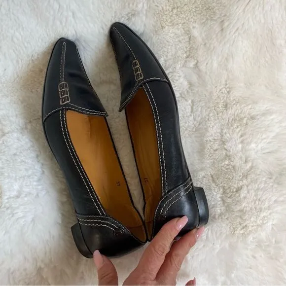 Tod’s chocolate brown leather pointed toe flats loafers shoes 6.5
