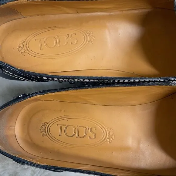 Tod’s chocolate brown leather pointed toe flats loafers shoes 6.5