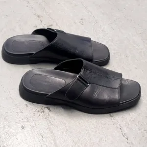 Tommy Bahama Baja Beach Slides Sandals Leather Black Size 11 M Resortwear