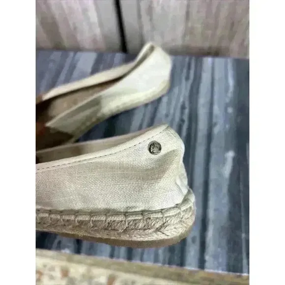 Tommy Bahama Espadrilles Sz 7.5 Open Toe Flats Canvas Leather Veranda