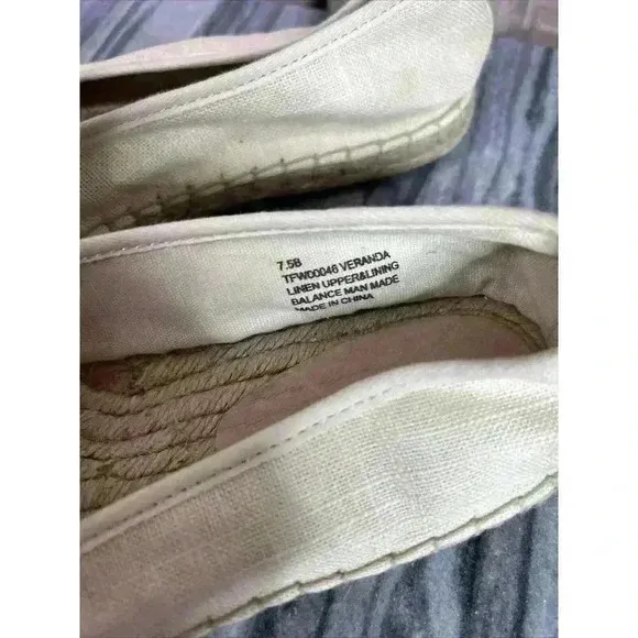 Tommy Bahama Espadrilles Sz 7.5 Open Toe Flats Canvas Leather Veranda