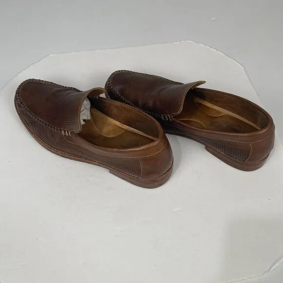 Tommy Bahama Felton Brown Leather Loafers Mens Size 11‎ M Slip On Perforated