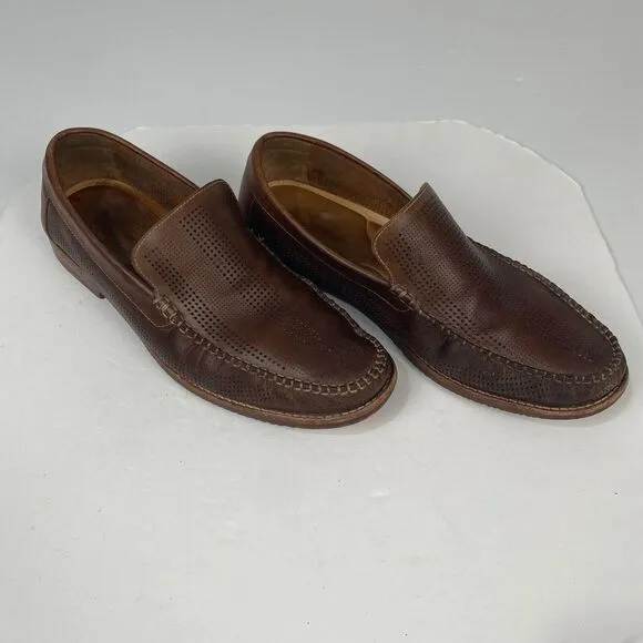 Tommy Bahama Felton Brown Leather Loafers Mens Size 11‎ M Slip On Perforated