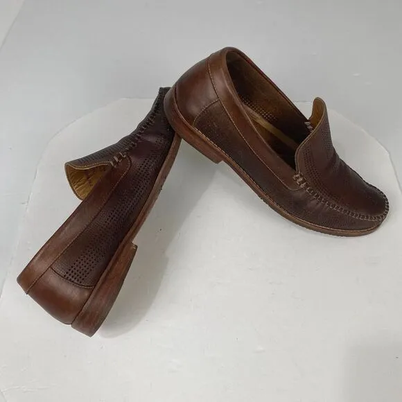 Tommy Bahama Felton Brown Leather Loafers Mens Size 11‎ M Slip On Perforated
