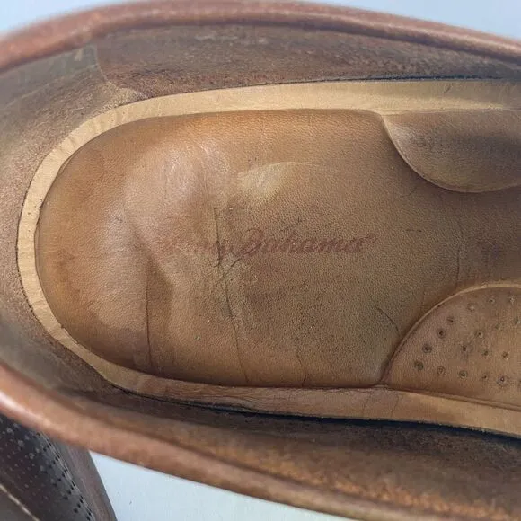 Tommy Bahama Felton Brown Leather Loafers Mens Size 11‎ M Slip On Perforated