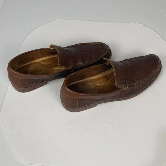 Tommy Bahama Felton Brown Leather Loafers Mens Size 11‎ M Slip On Perforated