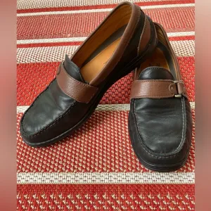 Tommy Bahama leather slip on loafers black espresso soft comfy work leisure 8.5
