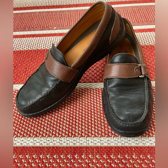 Tommy Bahama leather slip on loafers black espresso soft comfy work leisure 8.5