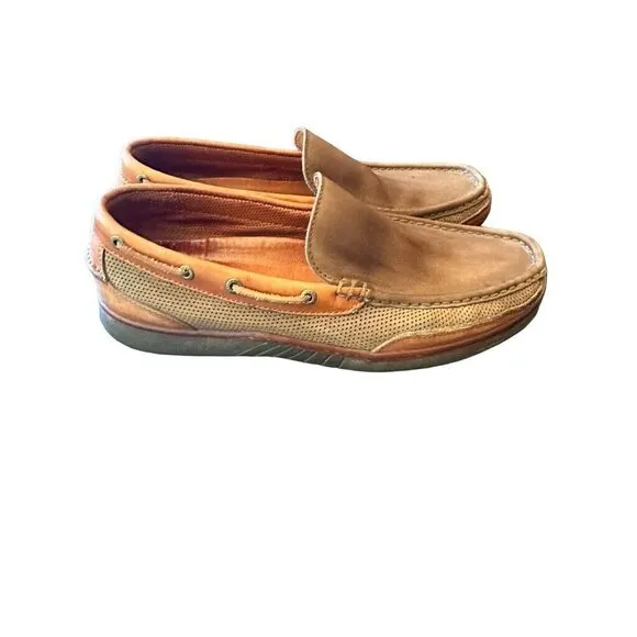Tommy Bahama Men's Leather Slip-On Loafers Size 11.5M Brown Dark Olive