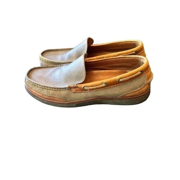 Tommy Bahama Men's Leather Slip-On Loafers Size 11.5M Brown Dark Olive