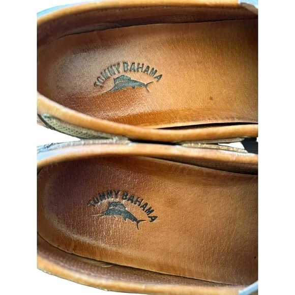 Tommy Bahama Men's Leather Slip-On Loafers Size 11.5M Brown Dark Olive