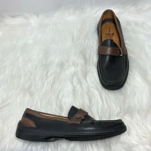 Tommy Bahama Black/Tan Leather Loafers Sz 8