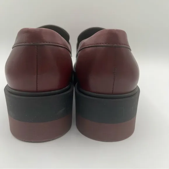 Tommy Hilfiger Women Burgundy Lab Leather Slip-On Lug Sole Casual Loafers SZ 12
