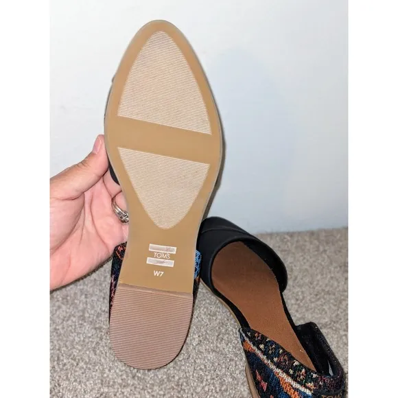TOMS D'Orsay Flats Black Woven Accent Shoes Comfort Ortholite Size 7 NIB