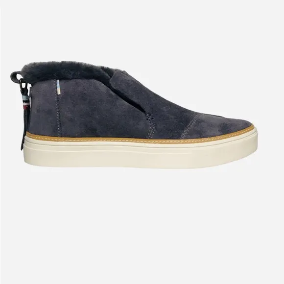 Toms Paxton Faux Fur Lined Gray Suede Slip on Ankle Boots Shoes Women’s Size 6.5