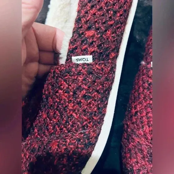 Toms Shoes Women’s 12  Alpargata Sweater Slip On Flats Red Comfort Casual