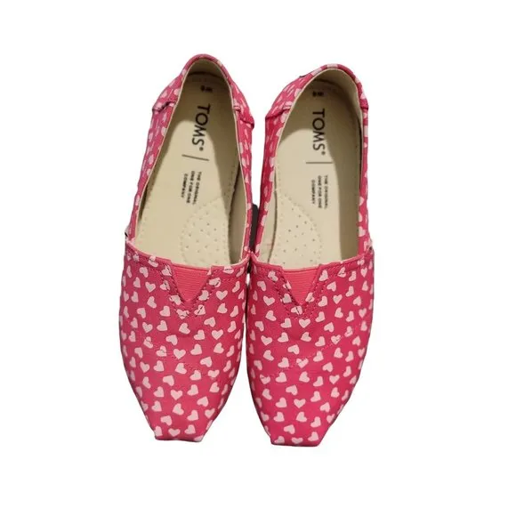 TOMS  Wmm belmont raspberry hearts Women's Casual Flat Slip On Size 6