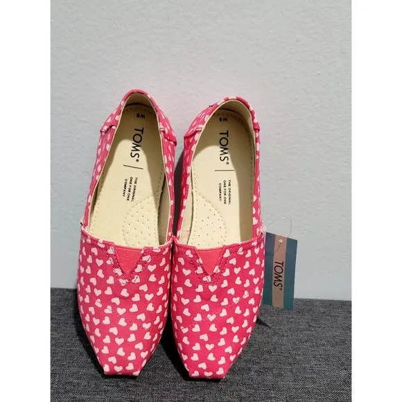 TOMS  Wmm belmont raspberry hearts Women's Casual Flat Slip On Size 6