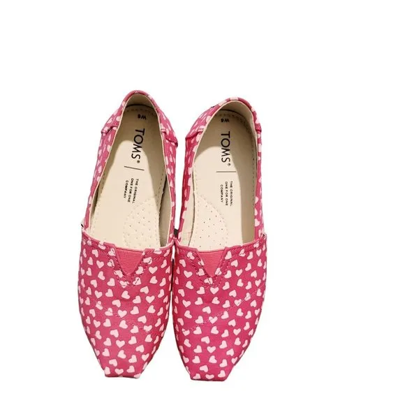 TOMS  Wmm belmont raspberry hearts Women's Casual Flat Slip On Size 6