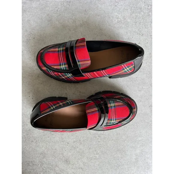 Torrid Betsey Johnson Creeper Loafers Size 9 Plaid Lug Sole Academia Rockability