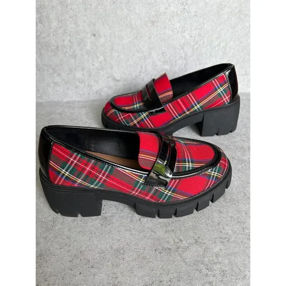 Torrid Betsey Johnson Creeper Loafers Size 9 Plaid Lug Sole Academia Rockability