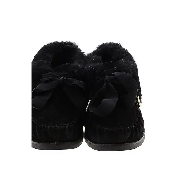 Tory Burch Aberdeen Suede Shearling Fur Slipper Boots BLK Size 8.5
